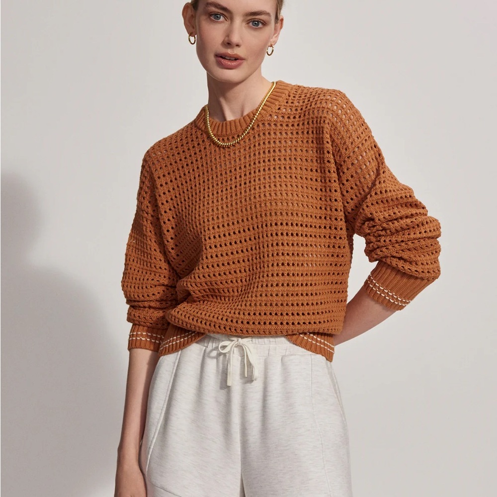 Varley Fox Knit Crew Neck Sweater Almond